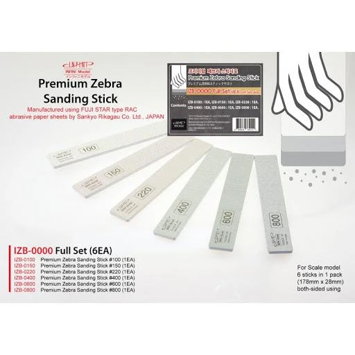 Infini Premium Zebra Sanding Stick Full Set #100-#800 - Image 2